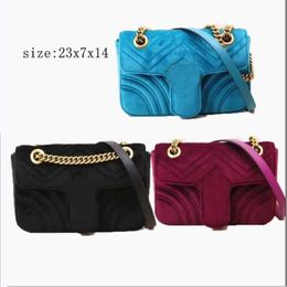 quality Fashion Women Shoulder Bags Classic Gold Chain 23cm Velvet Bag Heart Style Women Bag Handbag Tote Bags Messenger Hand341H