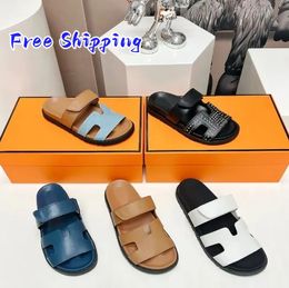 free shipping Designer slippers Classic Flat Leather Bath beach Second Uncle sandals slides sand shoes woman slipper luxury Summer lady Cartoon Big Head Slide Large