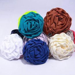 Decorative Flowers 5Pcs 7.5cm Handmade Rose Satin Fabric Artificial For Wedding Bride Dress Clothing Hats Decoration Headdress Headband