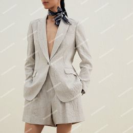 Women Blazer Brunello Giacca per donna Spring e Autumn Linen Long Sleeve Abbigliamento per leisure con bottone
