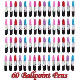 60pcs Lipstick Shape Pen Writing Ink Pens Cute Ballpoint For Students Kids Presents Office Stationery Supplies