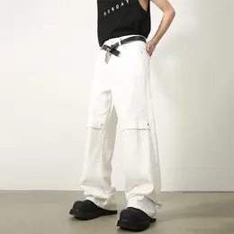 Men's Jeans TINT ERA White Trousers Male Patchwear Denim Pants Wide Leg Oversize Korean Streetwear Hip Hop Harajuku