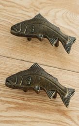 50mm retro antique brass fish type kitchen cabinet drawer handle bronze dresser cabinet knob handle5639908