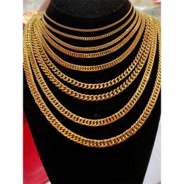 Fashionable Sand Gold Brass Gold Long Term Colorless Cuban Necklace Extended Side Chain Male and Female Couple Whip Chain New