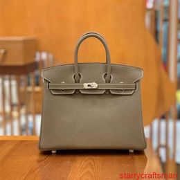 Genuine Leather Bags Trusted Luxury Handbag Togo Leather Handmade Honey Wax Thread Platinum Bag Imported Calf Leather Lychee Pattern Handbag Bag Lock with LOGO HBMO