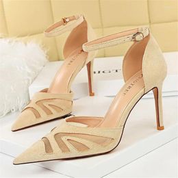 Sandals Summer Woman 9cm High Heels Women Wedding Bridal Strappy Sandles Nightclub Prom Mesh Hollow Fashion Shoes