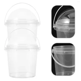 Disposable Cups Straws Small Clear Bucket With Lid Food Safe Popcorn Ice Cream Container Bulk Storage Jars