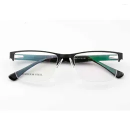 Sunglasses Frames YOUTOP Half-rim Men's Fashion Rrectangle Eyeglasses Male's Business Striped Stainless Steel Eyewear Frame 209