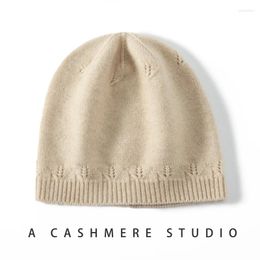 Berets Cashmere Knitted Hat Exquisite Hollow Texture Casual Unisexes Bean Autumn Winter Warm Solid Colour Women's Soft