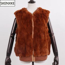 Cases Hot Sale Autumn Winter Women Real Rex Rabbit Fur Gilet Natural Soft Rex Rabbit Fur Vest Lady Fashion Warm Real Fur Waistcoat