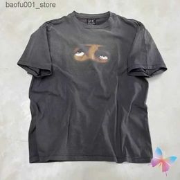 Men's T-Shirts Oversized Eye Pattern Print Top Saint Michael T-shirts Cotton Black Washed Hole Short Sleeve Top Tees Vintage Men Women Clothes Q240220