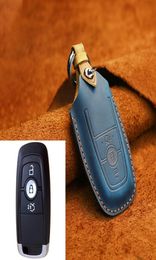 For Ford Car Cowhide Leather Key Protective Cover Key Case Three Keys Version7974647