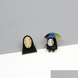 Cartoon Accessories Spirited Aways No Face Man White Dragon Hard Enamel Pin Kawaii Brooch Fan Collection Badge Unique Gifts Drop Del Dhzc2