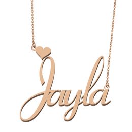 Jayla-Namensketten-Anhänger, individuell personalisiert, für Frauen, Mädchen, Kinder, beste Freunde, Mütter, Geschenke, 18 Karat vergoldeter Edelstahl