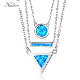 Pendants KALETINE 925 Sterling Silver Necklace Blue Eye Opal Africa Map Pendant Collier Party Link Chains Women Necklace Gift For Girl