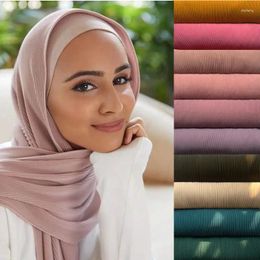 Scarves Micro Crinkle Scarf Mini Pleats Chiffon Hijab Muslim Malaysia Fine Pleated Solid Colour Embossing Scarfs