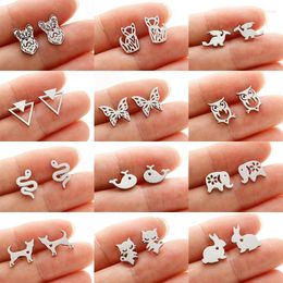 Stud Earrings Stainless Steel Mini For Women Cartoon Dinosaur Whale Snake Kitty Ear Cartilage Studs Korean Jewellery Brinco