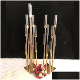 Candle Holders Metal Candlesticks Flower Vases Candle Holders Wedding Table Centerpieces Candelabra Pillar Stands Party Decor Road Lea Dh7Np