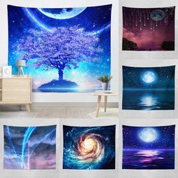 Tapestries Wall Hanging Stars Moon Tapestry Romantic Background Mandala Home Decoration Seaside Scenery Decorative