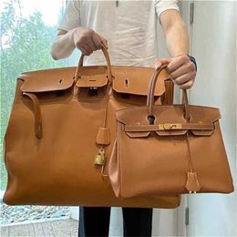 Customised Cowhide Bag Hac 50cm Style Handswen Handmade Top Quality Hac High Size Size Travel Leather Handbag Handbag GenuineDN07