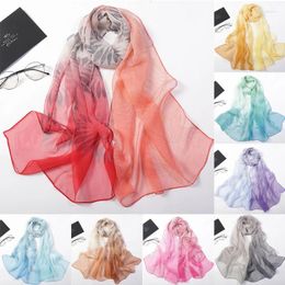 Scarves 160 50cm Fashion Print Chiffon Scarf Sunscreen Shawl Floral Lotus Design Lady Beach Muffler Foulard Female Large