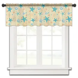 Curtain Starfish Stone Dots Coral Pearl Shell Small Window Valance Sheer Short Bedroom Home Decor Voile Drapes