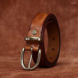 Belts 2.7CM Ladies Pure Cowhide Needle Buckle Genuine Leather Casual Jeans Thin Belt Women High Quality Retro Luxury Female Waistband