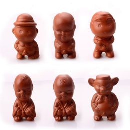 total six pieces purple clay Chinese tea pets creative kongfu tea accessories easy to play T2291v