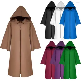 Men's Trench Coats Adult Kids Cloak Solid Color Hooded Witch Vampires Cape Halloween Masquerade