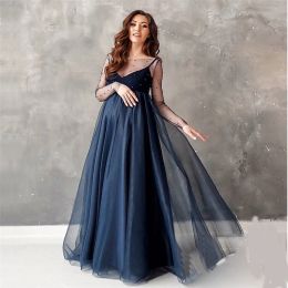Dresses Cute Maternity Evening Dresses Photography Props for Baby Showers Party Tulle Long Pregnant Women Pregnancy Photoshoot Maxi Gown