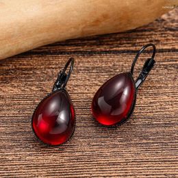 Dangle Earrings Gothic Blood Red Water Drop For Women Girls Vampire Witch Crystal Earhook Jewelry Accessories Halloween Gifts