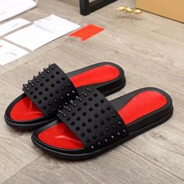 Cheap Red Bottoms MEN Slippers Man Classic Spike Flat Spikes Slide Sandal Thick Rubber Sole Slipper Studs Slides Platform Mules Summer Casual Fashion Shoes High