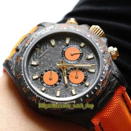 Refit version 116520 116500 Carbon Fibre Case Orange Dial ETA 7750 Chronograph Automatic 78590 Mens Watches Sapphire Stopwatch Spo2077