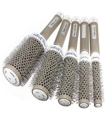 5 pcs per lot Ceramic Ionic Round Comb Barber Hair Dressing Salon Styling Tool Brush 5 Size hairstyling Barrel Hairbrush styler2866116