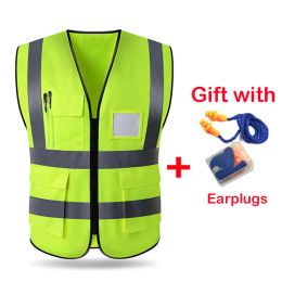 Clothing 2022 High Visibility Reflective Safety Vest Work Reflective Vest Multi Pockets Workwear Safety Waistcoat Man Women Safety Vest