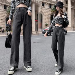 Women's Jeans Cargo Pants Denim Distressed Waist Vintage Straight Trouser Casual Hight Oversize