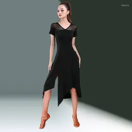Stage Wear Sexy Line Dance Clothing Women Black Skirts Costume Modern Dress Dancetop Long Dresses Samba Clothes Skirt Use