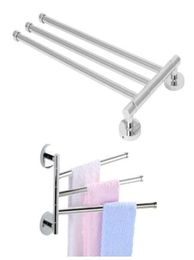 Swivel Towel Rail Chrome Stainless Steel Bath Rack Wall Mounted Towel Rack Holder with 3 Swivel Bars Swing Towel Holder for Kit7509363