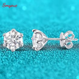 Smyoue Certified 0.2-2ct D Colour Stud Earrings for Women White Gold 925 Sterling Silver Brilliant Lab Diamond Earring 240219
