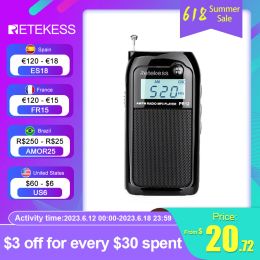 Radio Retekess Pr12 Radio Fm Am Mini Pocket Usb Radio Mp3 Portable Receiver Backlit Display Digital Stereo Support Tf Card for Elderly