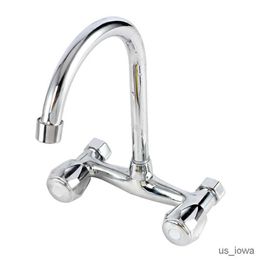 Bathroom Sink Faucets Wall mounted kitchen faucet double handle double hole bathroom sink washbasin hot and cold water mixer washbasin faucet