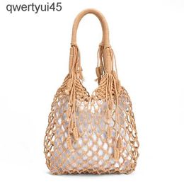 Totes Women Tassels andbag 2019 New ollow Mes Woven Bag Mori Straw Bag oliday Coon Rope Net Beac Bag wit LinedH24220