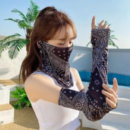 Bandanas Sleeve Arm Protection Silk Riding Neck Mask Sunblock Cashew Flower Uv Outdoor Sun