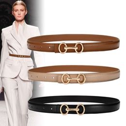 Fashion With Dress Dress Accessories Slim Waist Belt Luxury Designer Belt Width 2.4cm Classic Smooth Buckle Women Leather Denim Belt Wholesale