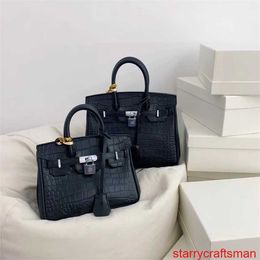 Genuine Leather Bags Trusted Luxury Handbag Crocodile Pattern Highend Commuting Platinum Bag 2024 New Product Portable One Shoulder Diagonal Cross W with LOGO HBK0