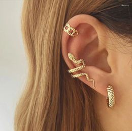 Backs Earrings Snake Vintage For Women Charm Gold Color Round Ear Clips Female 2024 Trend Cuffs Valentine's Day Gift Jewelry