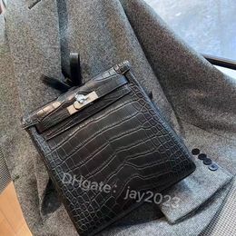 10S Fully Handmade tote bag designer bag Slant Bag Classic Luxury Backpack Imported America Crocodile leather real skin Beeswax Thread stitched with box