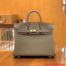 Genuine Leather Bags Trusted Luxury Handbag Togo Leather Handmade Honey Wax Thread Platinum Bag Imported Calf Leather Lychee Pattern Handbag Bag Lock with LOGO HBD6