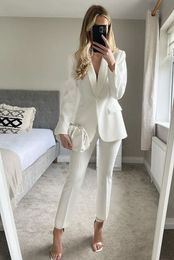 New White Women Suits Lady Formal Business Office Tuxedos Mother Wedding Party Special Occasions Ladies Two-Piece Set Jacket Pants A03