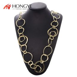 Torques HONGYE Shiny Punk Luxury Long Hoop Chain Necklaces Collier Femme Fashion Gorgeous Jewellery Bijoux Statement Necklace For Women